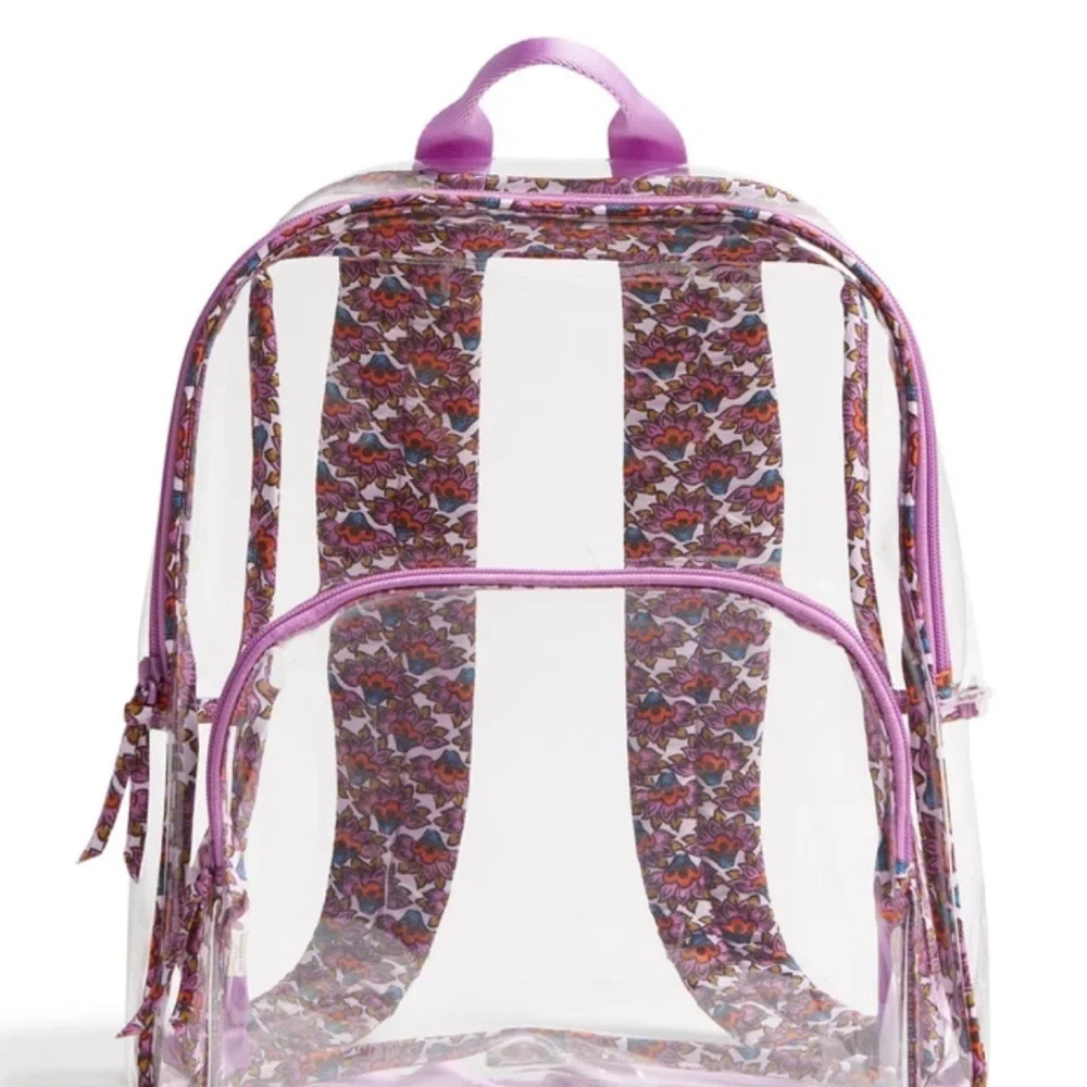 VERA BRADLEY wTransparent Backpack with Purple Floral Design